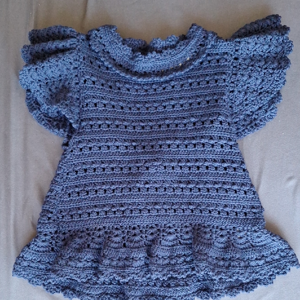 Sea New York Rylee Flutter Sleeve Crochet Top XS Navy Color